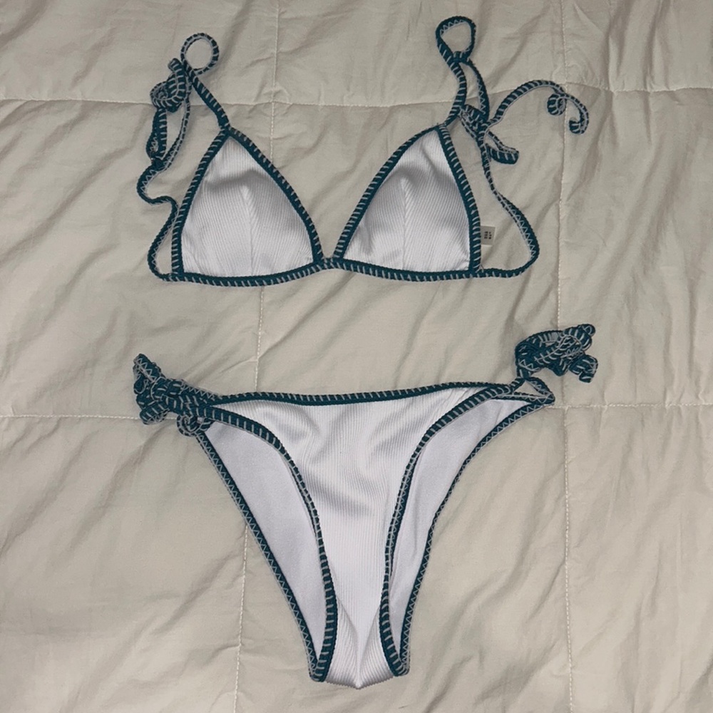 Triangle bikini-White and Teal